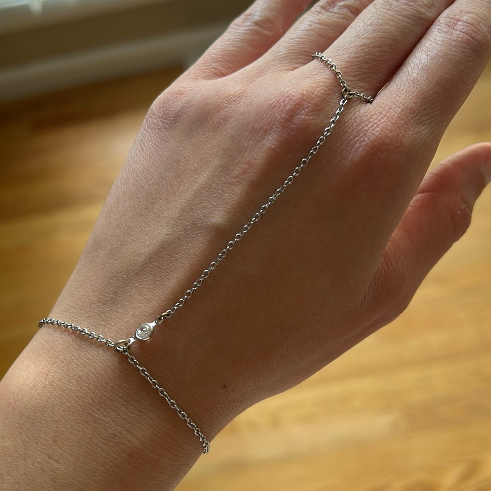 Women’s Silver Crystal Ring Bracelet